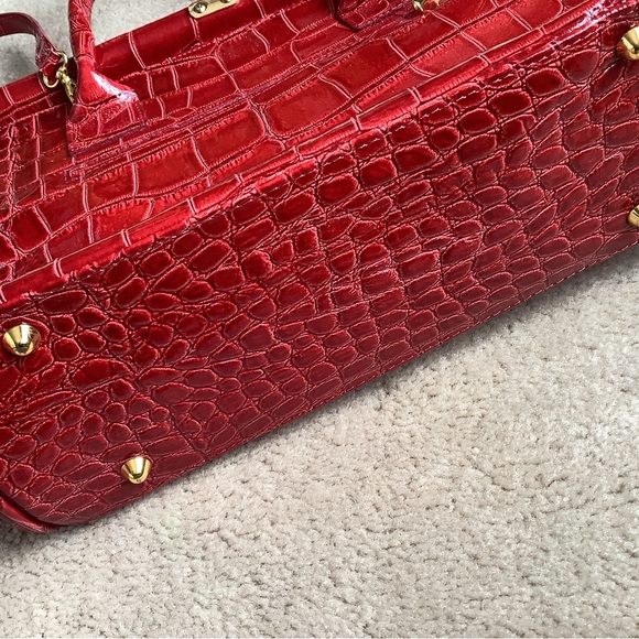 Genuine Leather, Made in Italy, red croc embossed, handbag - Picture 8 of 10